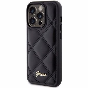 Guess Quilted Metal Logo dėklas telefonui iPhone 15 Pro - juodas