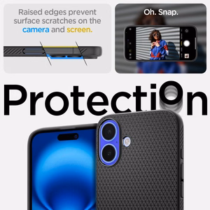 Spigen Liquid Air dėklas iPhone 16 Plus telefonui – juodas