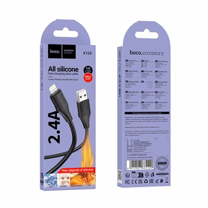 Silikoninis kabelis USB-A į Lightning HOCO 2,4A 1 m X124 juodas