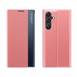 Naujas miego dėklas Samsung Galaxy S25+ su atvartu ir stovu - rožinis