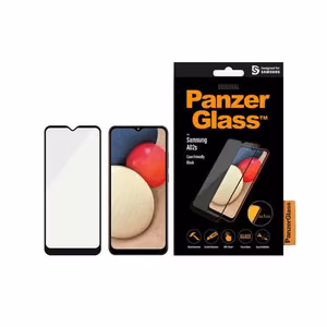PanzerGlass E2E Super+ antibakterinis apsauginis stiklas Samsung Galaxy A02s - su juodu rėmeliu