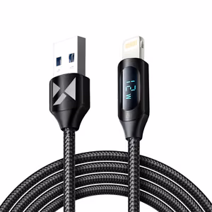Кабель USB-A - Lightning Wozinsky WUALC2 с LED дисплеем 2.4A 2m - чёрный