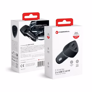 Автомобильное зарядное устройство Forcell F-Energy Carbon 2 x USB C QC3.0 PD 3A 40W CC50-2C чёрное