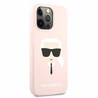 Karl Lagerfeld Silikoninis Karl`o galvos dėklas telefonui iPhone 13 Pro / 13 6.1" - šviesiai rožinis