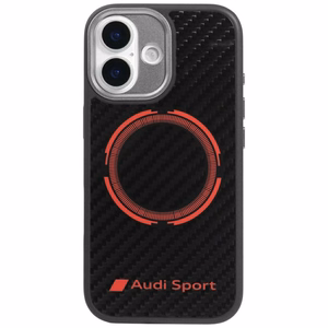 Audi RSQ Anglies pluošto Sportinis raudonas apskritimas Magnetinis dėklas telefonui iPhone 17 - juodas