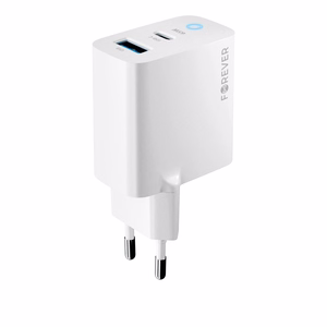 Forever TC-06-65AC GaN PD QC įkroviklis 1x USB-C 1x USB 65W baltas