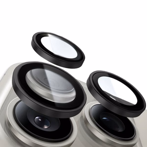 Apsauginis stiklas Tel Protect Titanium Lens 99% AR ant kameros Iphone 15 Pro/15 Pro Max juodas (3 lęšiai)