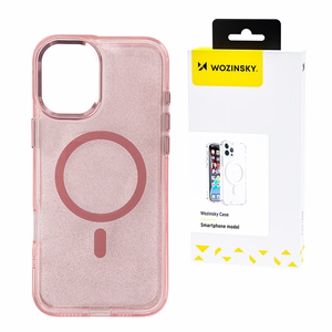 Wozinsky Blizgus dėklas su Magnetiniu Samsung Galaxy S25 - Rožinis su Blizgučiais
