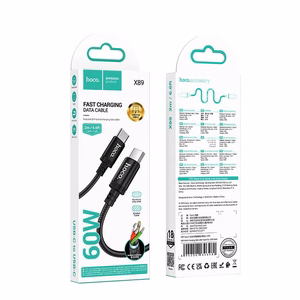 Kabelis USB C į USB C Hoco 3A 60W 2 m X89 juodas