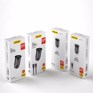 Automobilinis įkroviklis Dudao R3PRO juodas (1xUSB / 1xUSB-C / 18W) + Type-C / Lightning laidas