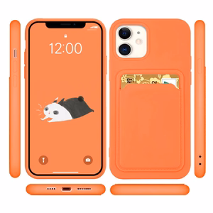 Kortelių dėklas silikoninė piniginė su kortelių skyriumi dokumentams iPhone 12 Pro Max, oranžinis