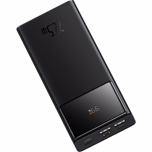 Baseus Star-Lord išorinė baterija, 20000 mAh, 22,5 W, su skaitmeniniu ekranu ir USB-C 3 A 30 cm kabeliu – juoda