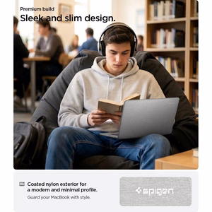 Spigen Urban Fit dėklas, skirtas MacBook Air 13" 2023 / 2024 / 2025 / 2026 – pilkas