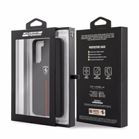 Ferrari FEOSIHCS21MBK S21+ G996 juodas juodas kietasis dėklas Off Track Leather Nylon Stripe