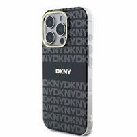 DKNY Kartojamas tekstūros raštas su juosta dėklas iPhone 16 Pro Max - juodas