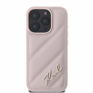 Karl Lagerfeld Dygsniuotas Parašas dėklas telefonui iPhone 16 Pro - rožinis