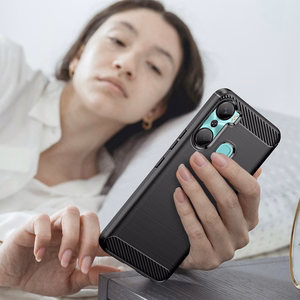Carbon Case чехол для Infinix Hot 12 Pro гибкая силиконовая карбоновая крышка чёрный