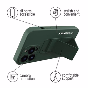 Wozinsky Kickstand Case silikoninis dėklas su stovu Xiaomi Redmi Note 11 Pro juodas