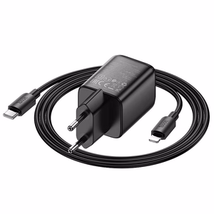 Įkroviklis telefonui Hoco USB A + USB C QC3.0 PD 3A 20W + kabelis USB C į Lightning N52 juodas