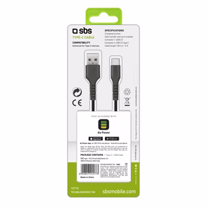 SBS TECABLEMICROC15K USB-A - USB-C kabelis 1,5 m - juodas
