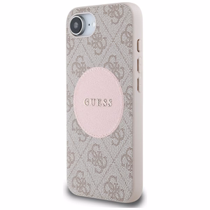 Guess 4G Circle Classic Logo Magnetinis dėklas telefonui iPhone 16e - rožinė