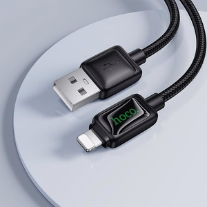 Kabelis su LCD ekranu USB A-Lightning Hoco 2,4A 1,2 m U146 juodas