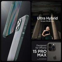 Spigen Ultra Hybrid dėklas telefonui iPhone 15 Pro Max - tamsiai žalias