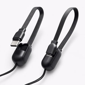 Dudao K22+ Itin kompaktiška išorinė baterija 10000mAh 22.5W USB-C su pakabuku/kabeliu - pilka