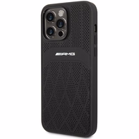 AMG AMHMP14XOSDBK iPhone 14 Pro Max 6.7" juodas/juodas kietas odinis dėklas su išlenktomis linijomis MagSafe