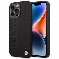 Dėklas BMW BMHCP14XSLLBK iPhone 14 Pro Max 6.7 "juodas / juoda Odinis Antspaudas