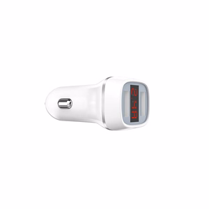 Borofone BZ3 Joyroad car charger with 2 USB-A ports, 12 W, with digital display, white