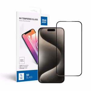 Apsauginis stiklas Blue Star - APP IPHONE 15 Pro 5D pilna danga - juodas