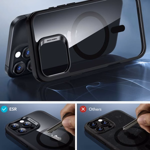 ESR Classic Hybrid Halolock Magnetinis dėklas telefonui + grūdintas stiklas iPhone 16 Pro - skaidrus su juodu rėmeliu