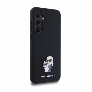 Karl Lagerfeld Silicone Karl&Choupette Metal Pin case for Samsung Galaxy A35 - black