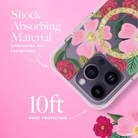 Rifle Paper Clear MagSafe - dėklas decorated in auksinis iPhone 14 Pro (Rose Garden)