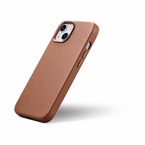 iCarer Dėklas Odinis viršelis iPhone 14 Plus rudas (suderinamas su MagSafe)