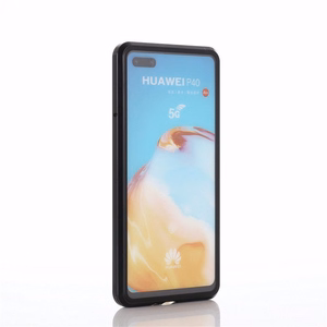 Wozinsky Magnetinis Cam Slider dėklas pilnas kūno dangtelis su įmontuotu priekiniu stiklo lęšiu apsauga Huawei P40 juodas
