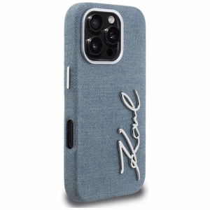 Karl Lagerfeld FW Jeans Signature Logo Dėklas iPhone 16 Pro - mėlynas