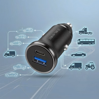 Blavec Automobilinis įkroviklis BS-01B-C Road - USB + Type C - QC 3.0 18W PD 20W su Type C to Type C cable (CCBS01BCR-UCB) juodas