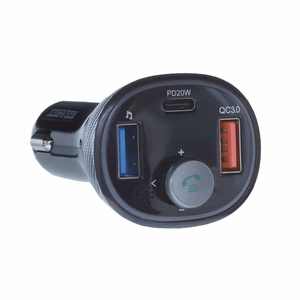 ART FM transmiteris bluetooth 5.0 + USB A QC3.0 + Typ C (iš viso 30W) FM-73 juodas