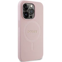 Guess GUHMP14XPSAHMCP dėklas telefonui iPhone 14 Pro Max - rožinis Saffiano Magnetinis