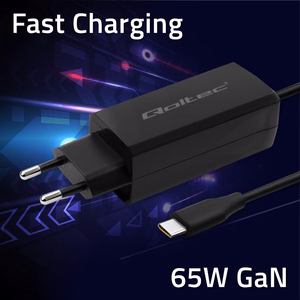 Qoltec 52419 65W GaN supergreitas įkroviklis | 5-20V | 3-3.25A | USB-C 3.1
