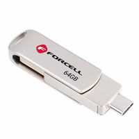 FORCELL F-DATA USB atmintukas Metal Duo 64GB USB3.2 Gen 1 (USB A / Type C) sidabrinis