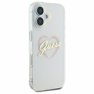 Guess IML Širdies dėklas telefonui iPhone 16 Plus - skaidrus