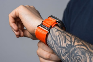 FORCELL F-DESIGN FA05 nailoninis dirželis APPLE laikrodžiui 38 / 40 / 41 mm oranžinis
