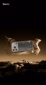 "Benks" magnetinis šarvas Air Armor Grid Kevlar korpusas su metaliniu rėmeliu 600D (0070), skirtas Iphone 17 Pro Max orange