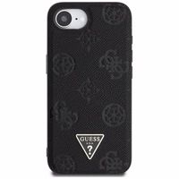 Guess Grained Hot Stamp Peony Triangle Logo Magnetinis dėklas telefonui iPhone 16e - juodas