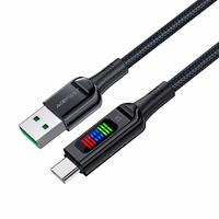 Acefast C7-04 USB-A USB-C 60W 1.2m kabelis su ekranu - juodas
