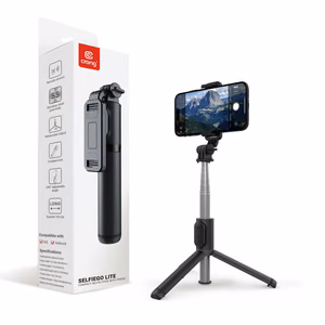 Crong SelfieGo Lite compact Bluetooth selfie-stick tripod, black