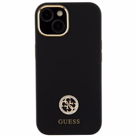 Guess silikoninis Logo Strass 4G dėklas telefonui iPhone 15 - juodas